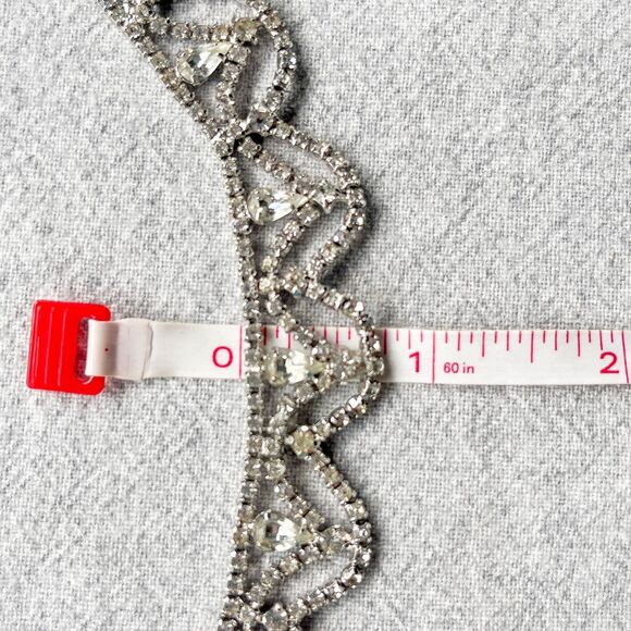 Vintage 1970s Rhinestone Drop Necklace Choker - Glam -Estate Costume Jewelry - Picture 14 of 14